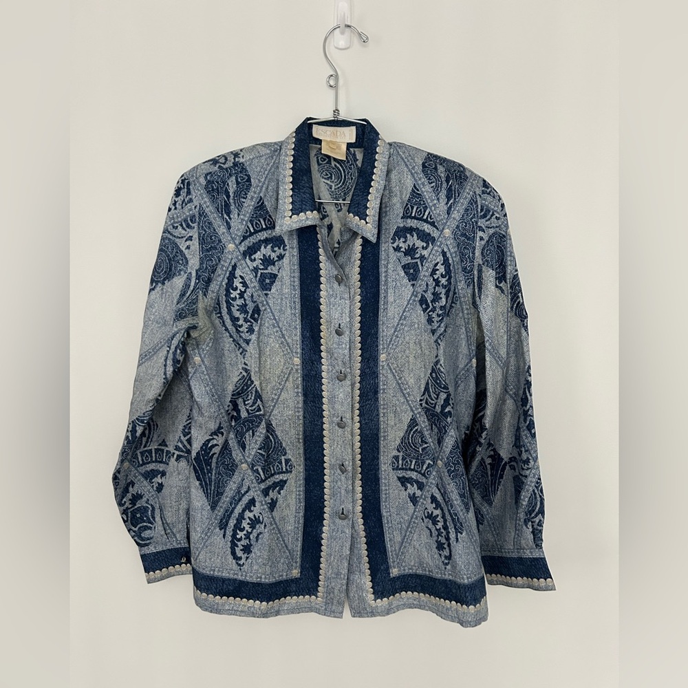 Escada 100% silk button down blouse